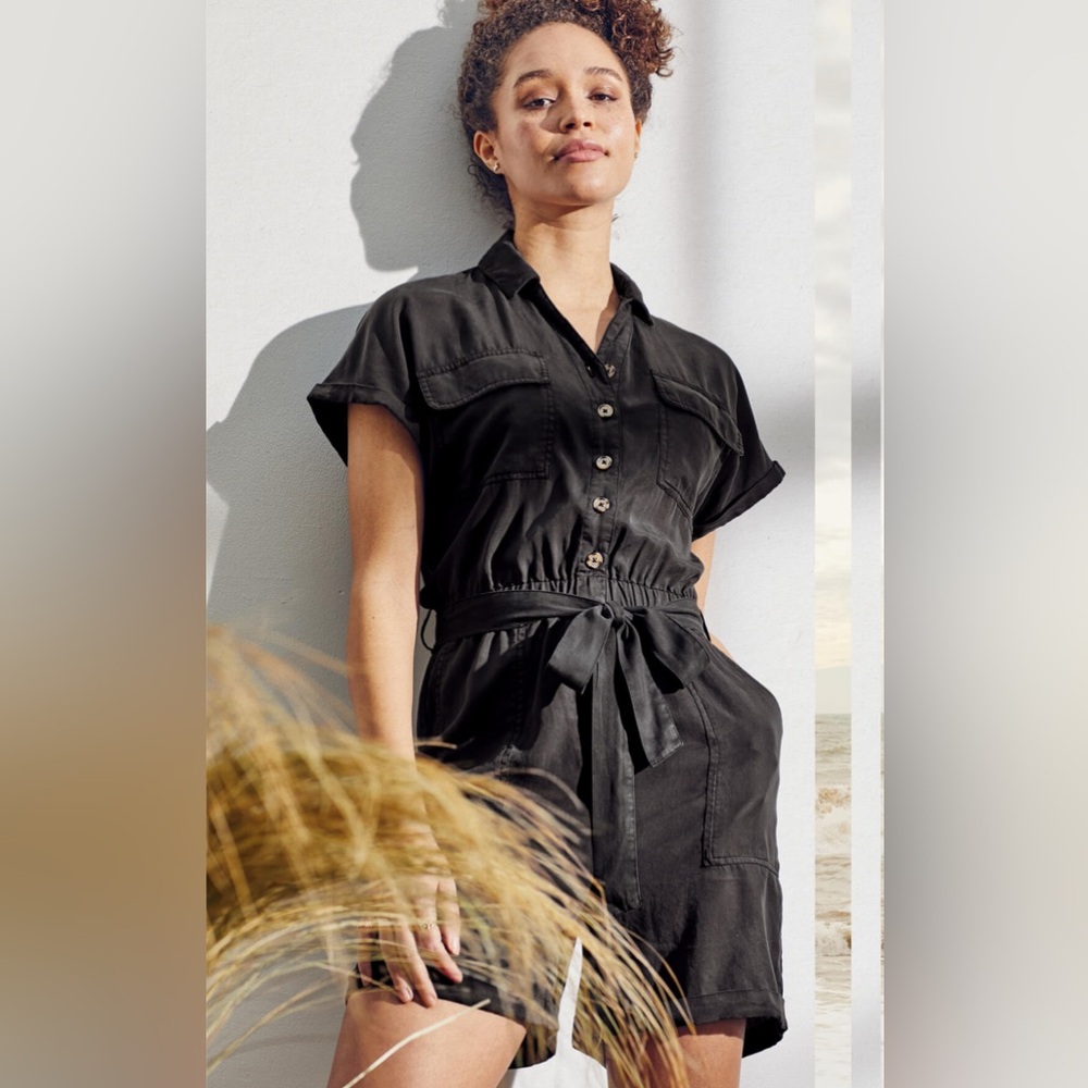 NWT Utility Tencel Playsuit Romper - Black